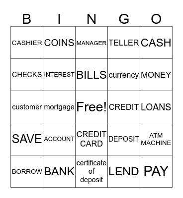 Bankers Bingo Card