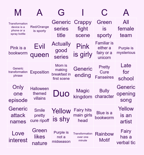 Gacha magical girl bingo Card