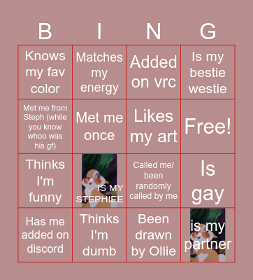 Ollie Bingo Card