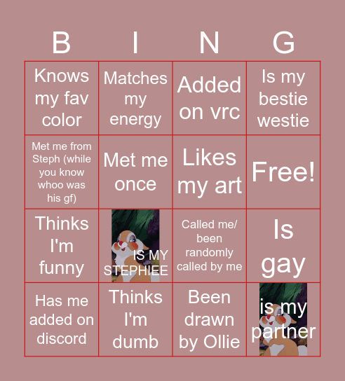 Ollie Bingo Card