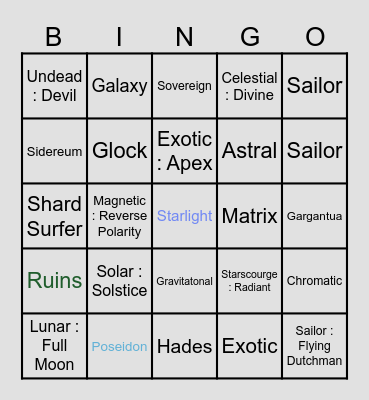 Sol's RNG Bingo Card
