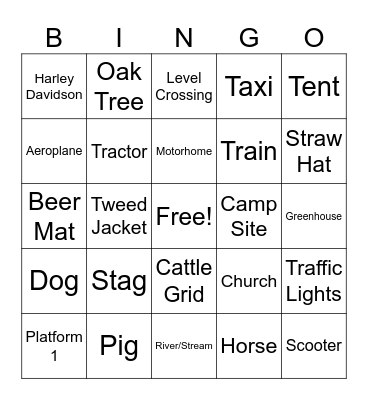 Train, Beer and Bus Tour Bingo Card