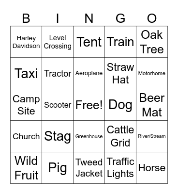 Train, Beer and Bus Tour Bingo Card