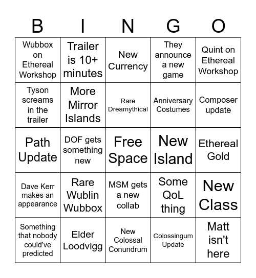 Anniversary Month 2024 Bingo Card