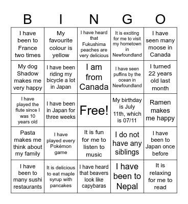 Evan Sensei’s Bingo! Bingo Card