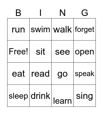 กริยา 3 ช่อง Bingo Card