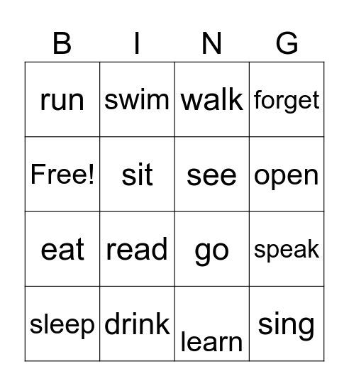 กริยา 3 ช่อง Bingo Card
