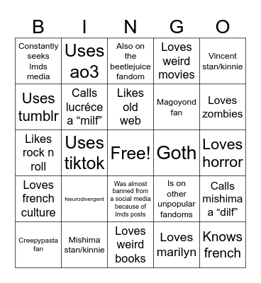 Le Magasin des Suicides Fan Bingo Card