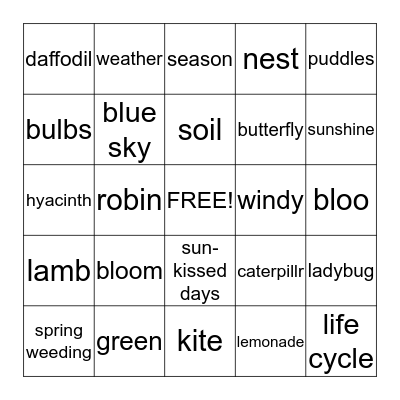 SPRING  BINGO Card