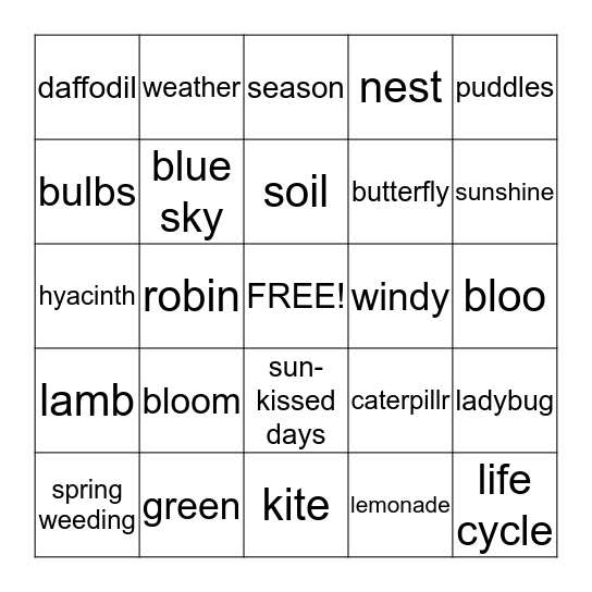 SPRING  BINGO Card