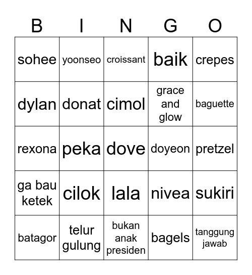 lala Bingo Card