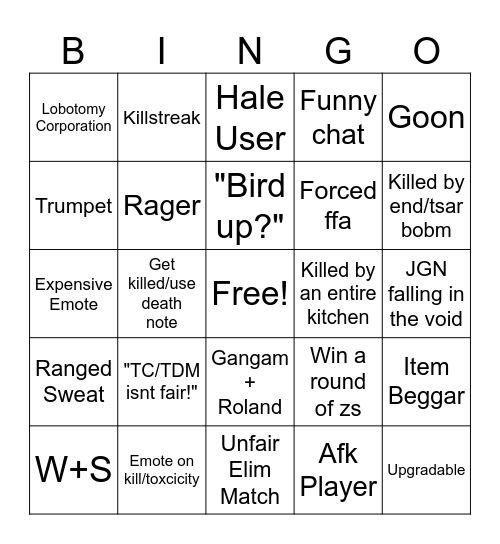 IA Bingo Card