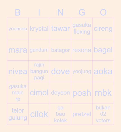 kici Bingo Card