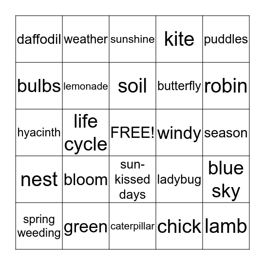 SPRING  BINGO Card