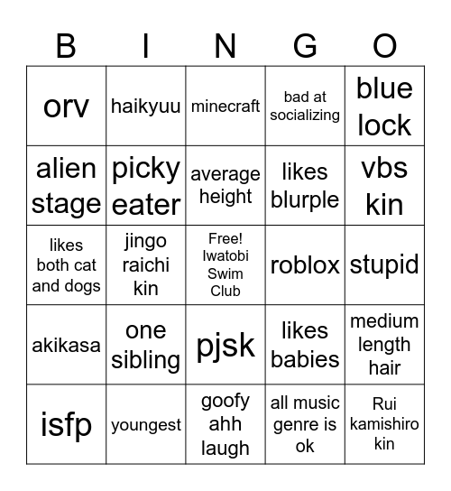 me kin?? Bingo Card