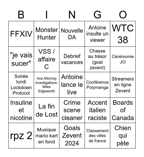 Sujets mentionnés sur live AD 25/08/2024 Bingo Card