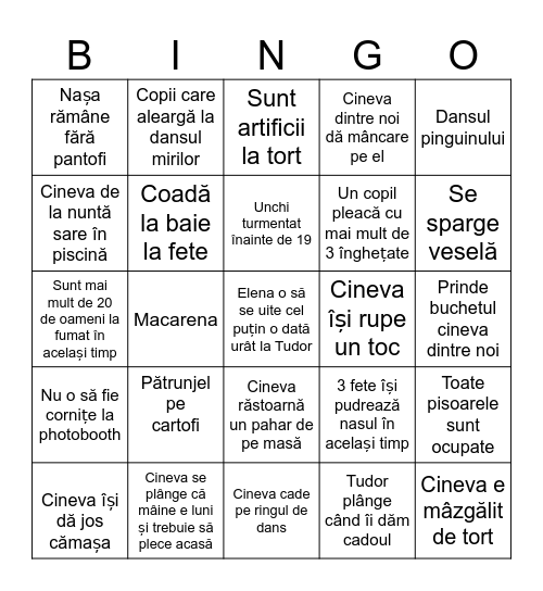 Nuntă Turiiiiii Bingo Card