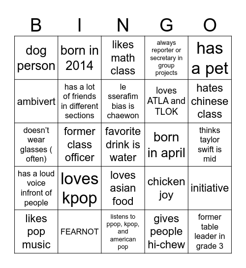 how similar are you to me? Bingo Card