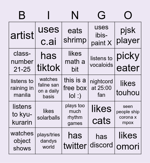 Bingo Bingo Card