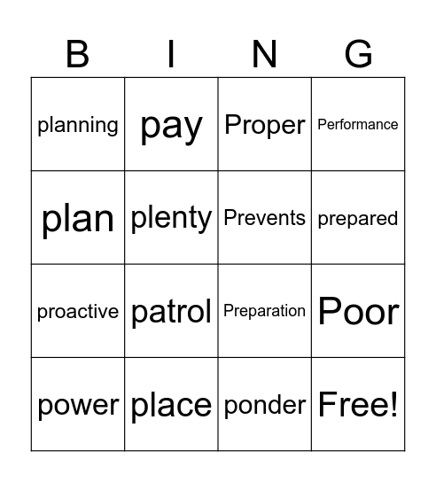 RUN THE SHOW Bingo Card