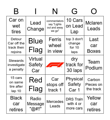 Dutch GP 2024 Bingo Card
