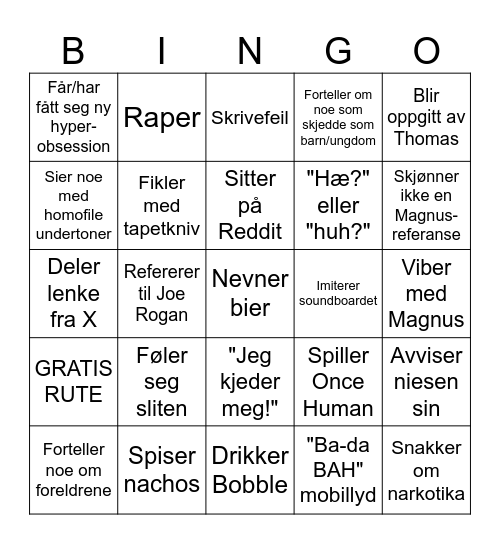 Gaute Bingo Card