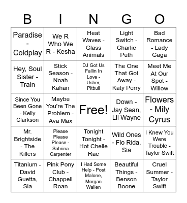 Music Bingo! Bingo Card