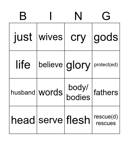 21st Sunday in Ordinary Time year B Bingo Card