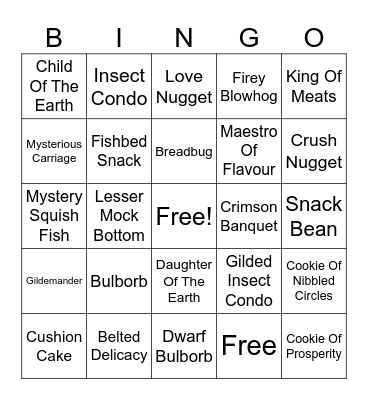 Bingo: Overcrowded Kitchen Bingo Card