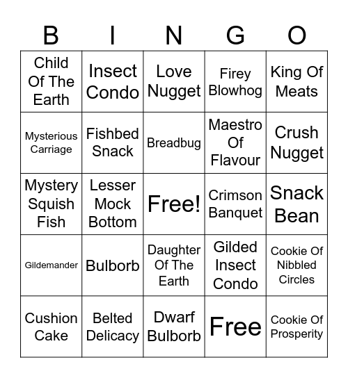 Bingo: Overcrowded Kitchen Bingo Card