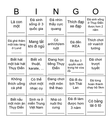 Icebreaker Bingo - Find Someone Who .... Bingo Card