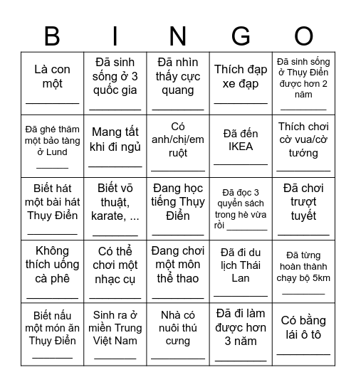 Icebreaker Bingo - Find Someone Who .... Bingo Card