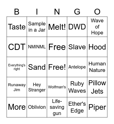 Bill's Bingo Card