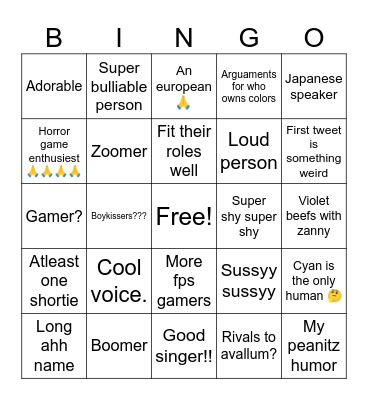 Gen 2 Bingo Card