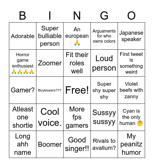 Gen 2 Bingo Card