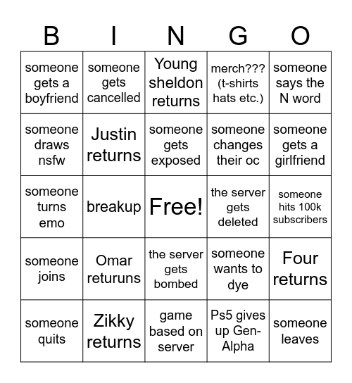 mv server bingo!!!!!!!!!!!!!!!! Bingo Card