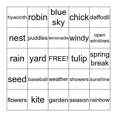 SPRING  BINGO Card