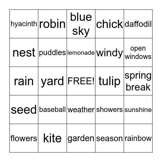 SPRING  BINGO Card