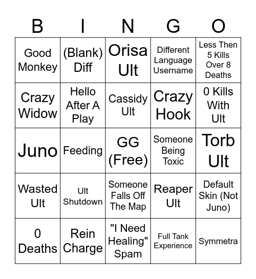 Mystery Heros Bingo Card