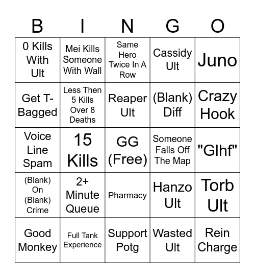 Mystery Heros Bingo Card