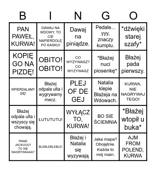 BŁAŻEJ BINGO Card