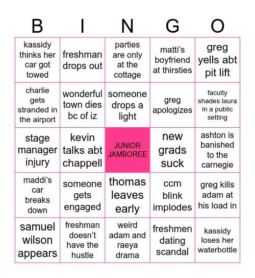 JUNIOR JAMBOREE Bingo Card