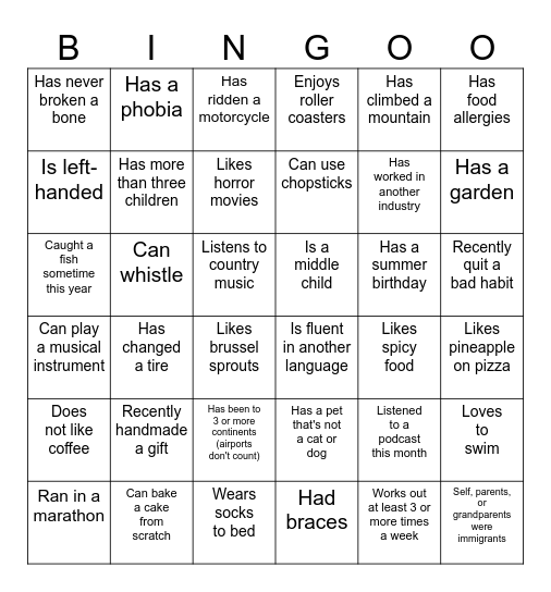 Lionsgate Ice-Breaker Bingo Card