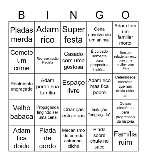 Filmes adam sandler Bingo Card