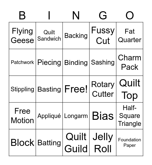 Atlanta Quilt Festival Bingo Card