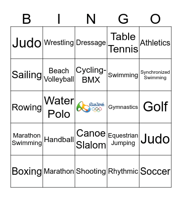 Rio Olympics Bingo Card