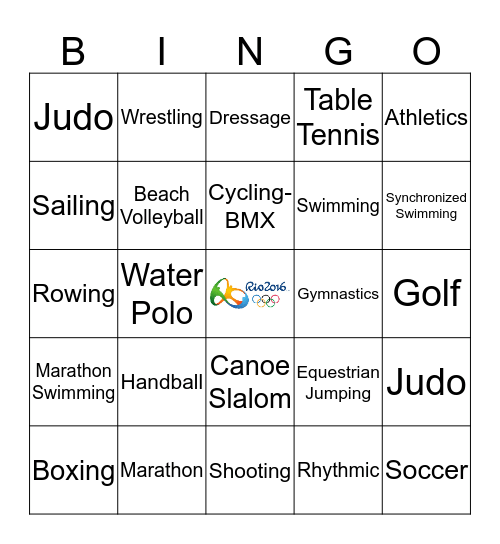 Rio Olympics Bingo Card