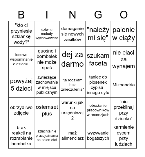 Madka Polka Bingo Card