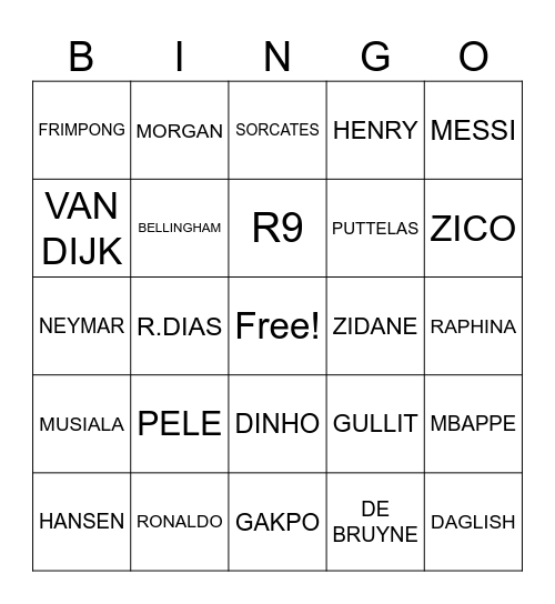 84x10 Bingo Card