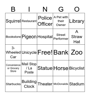 City Bingo Card